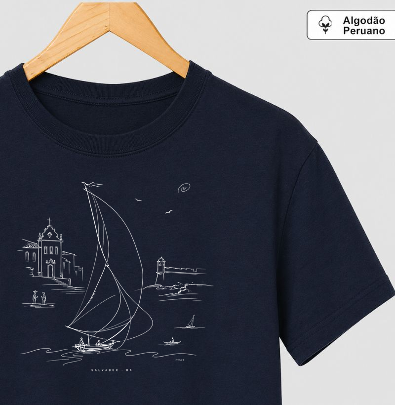 Salvador ao vento - Camiseta Algodão Peruano