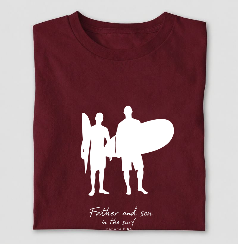 Father and son in the surf