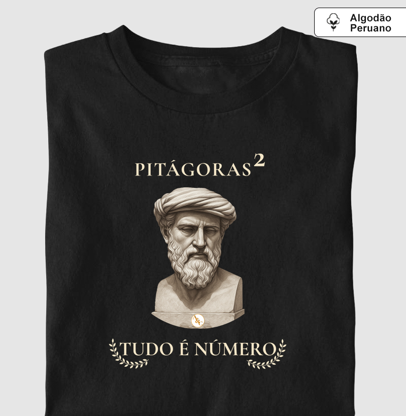 Camiseta Filosófica Pitágoras - A Harmonia do Cosmo
