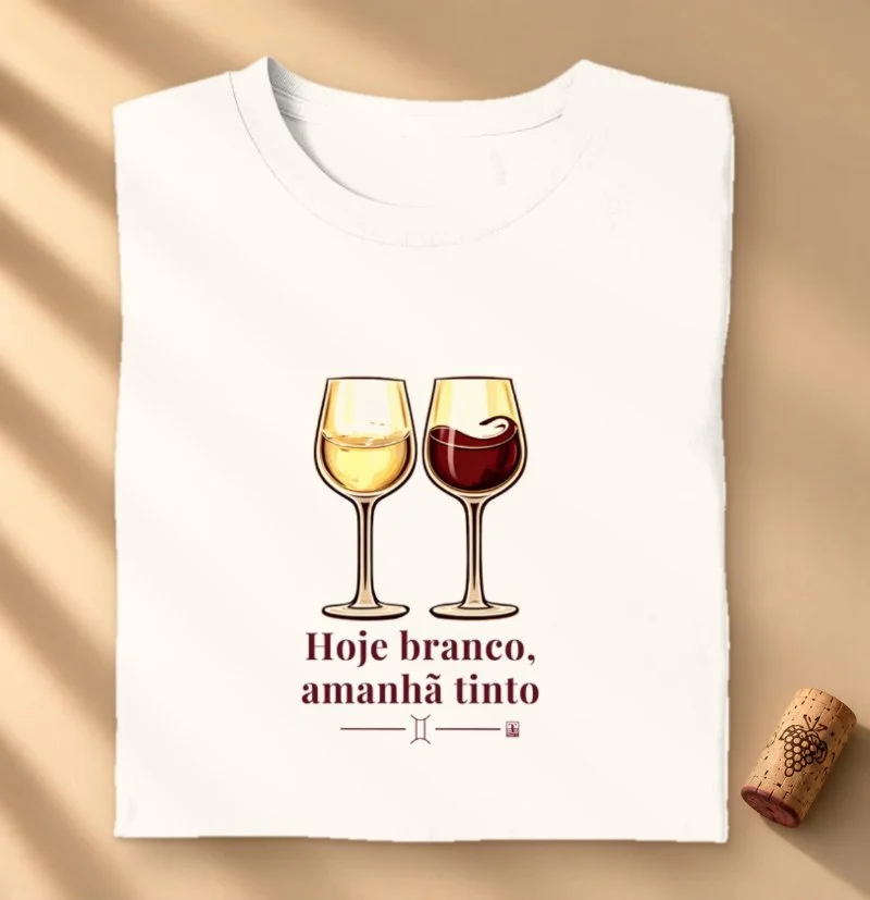 Camiseta Gêmeos - Hoje branco, amanhã tinto