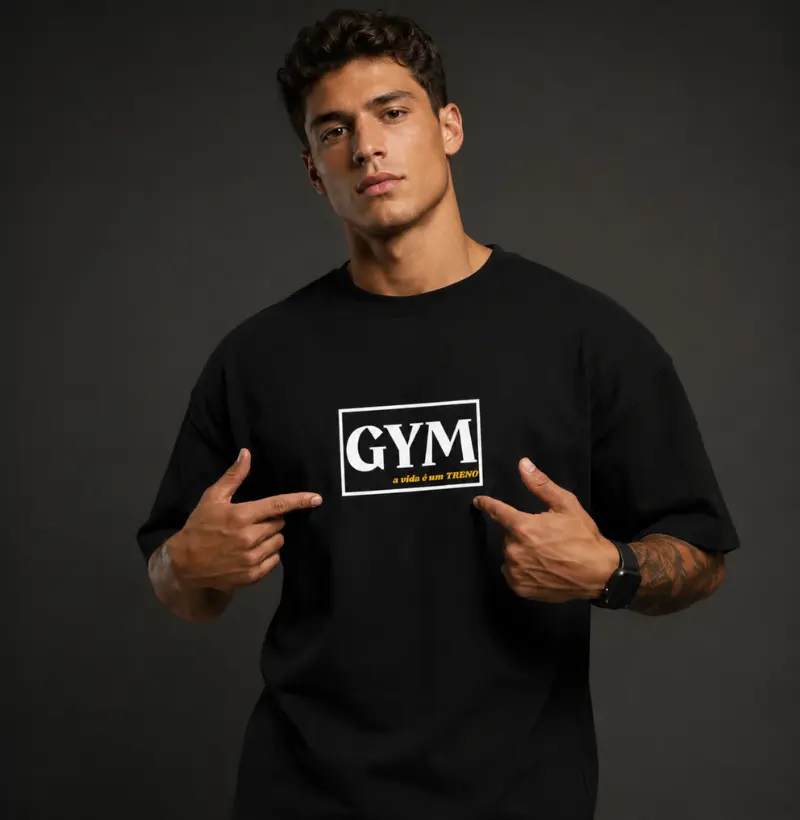 Camiseta Oversized GYM – A Vida é um TRENO | Oversized 100% Algodão Premium | TRENO