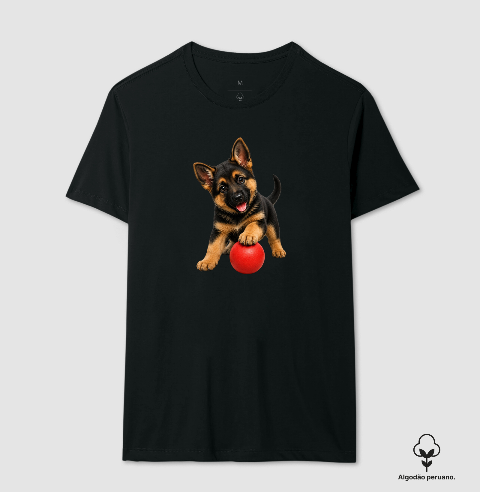 Pastor-Alemão - Desenho Animado - Camiseta Algodão Peruano