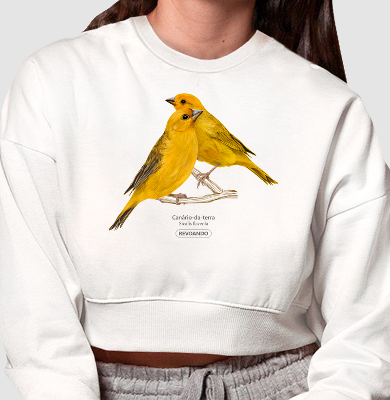 Inky Aves - Canário-da-terra II - Moletom Cropped