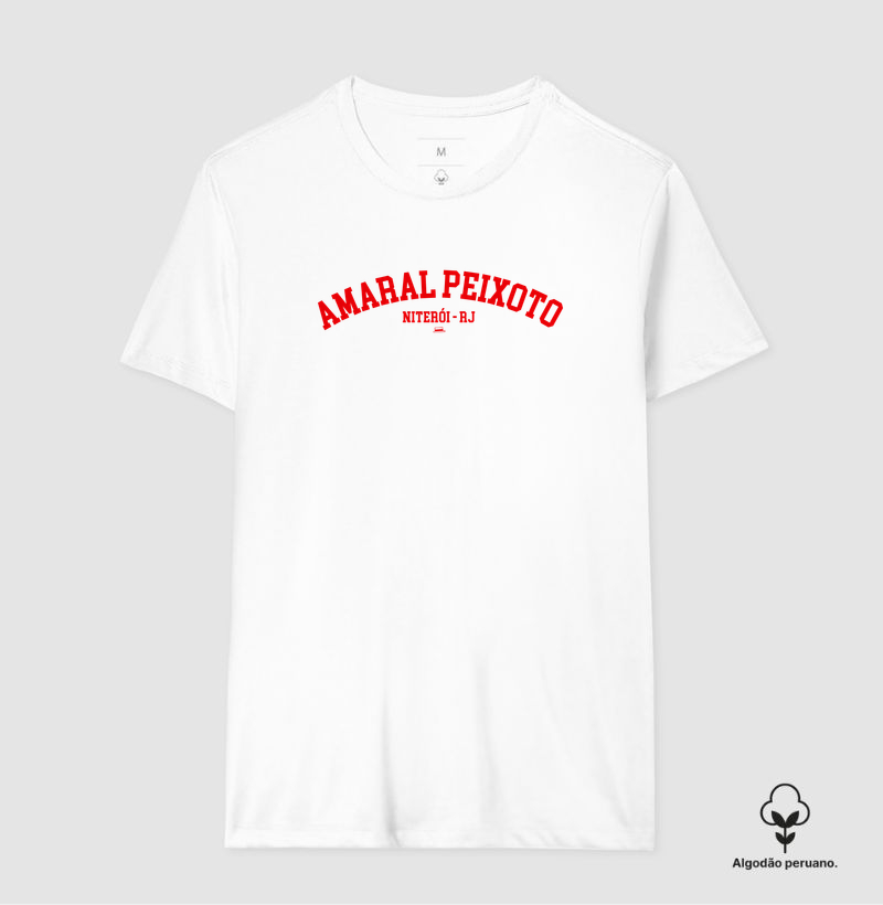 Amaral Peixoto - Vermelho e Branco - Camiseta Algodão Peruano
