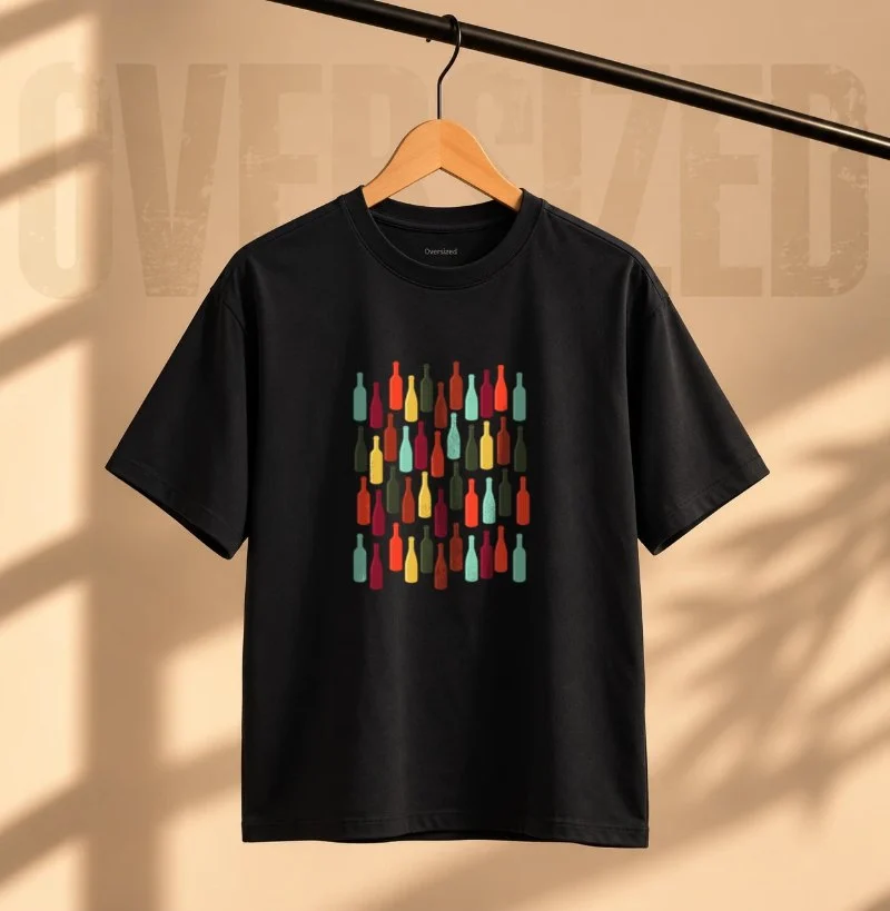 Camiseta Garrafas de Vinho - Camiseta Oversized
