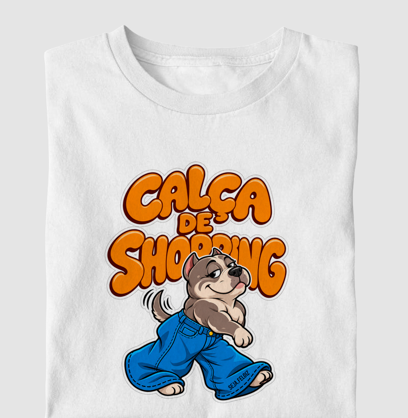 🐶👖 Calça de Shopping – American Bully Pocket Edition 🛍️💪 - Camiseta Infantil