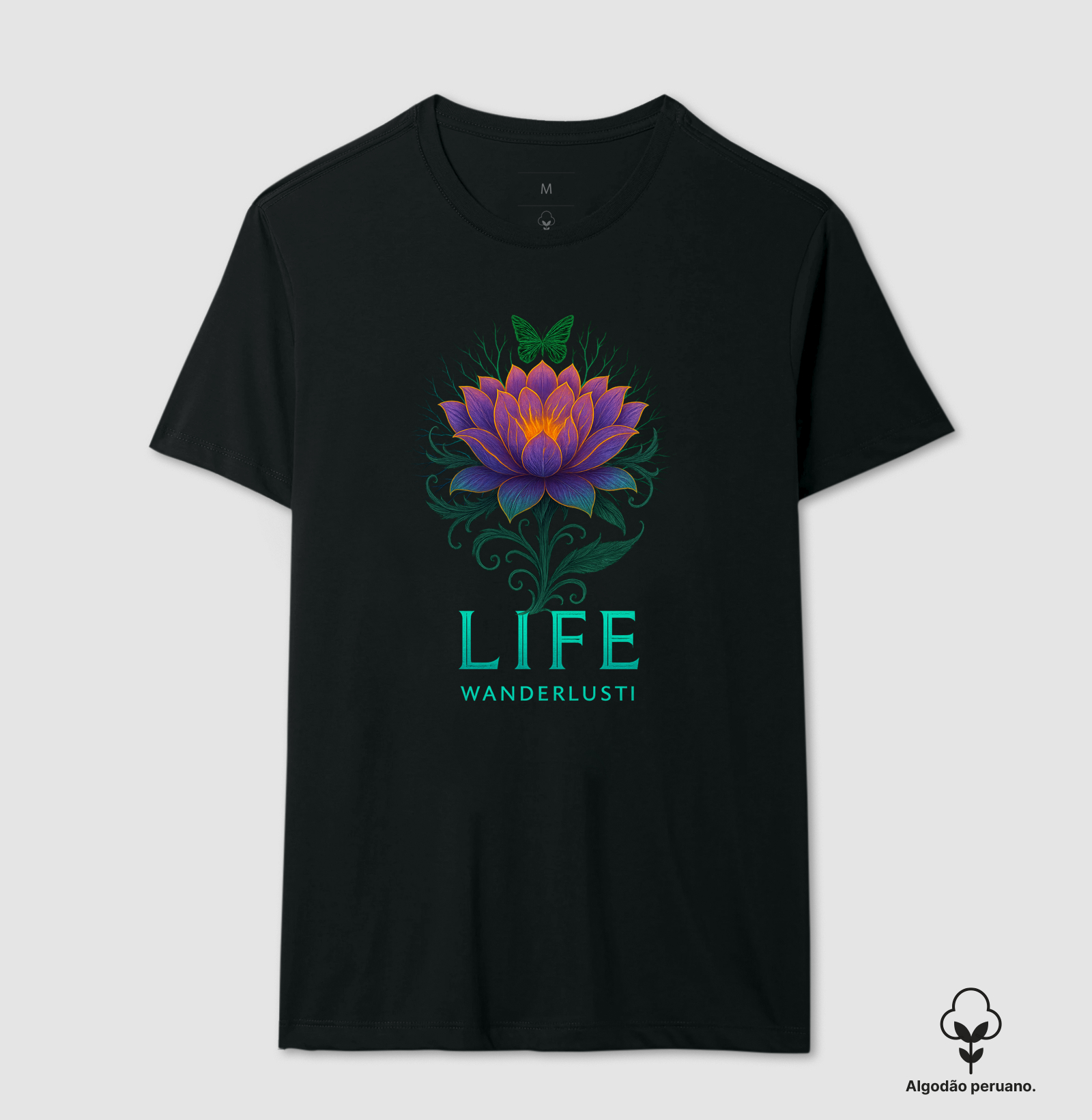 Camiseta Algodão Peruano A Flor da Vida Desabrochada