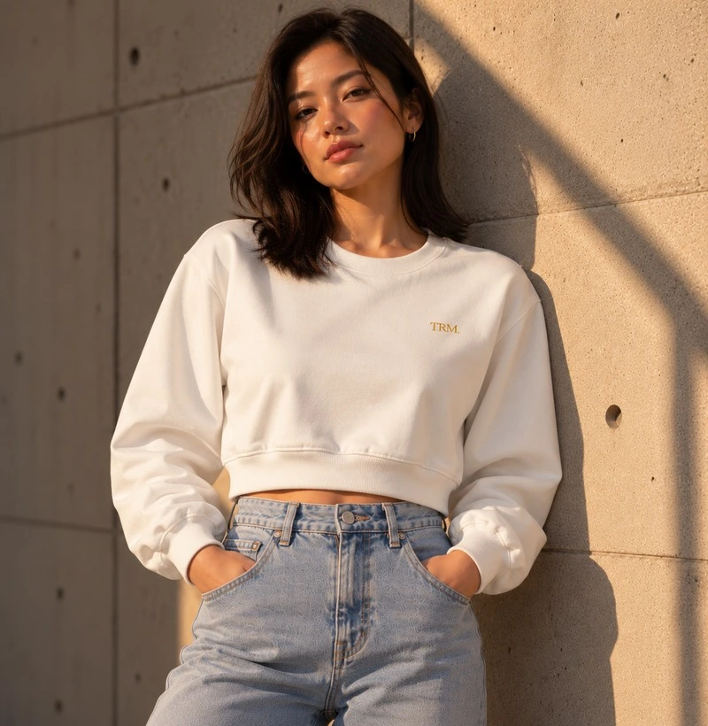 TRM Timeless Cropped Moletom Off White