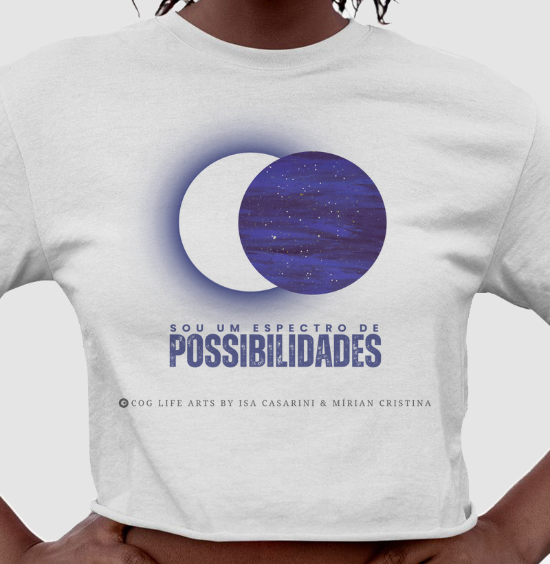 Cropped Branco Universo by Mírian Cristina