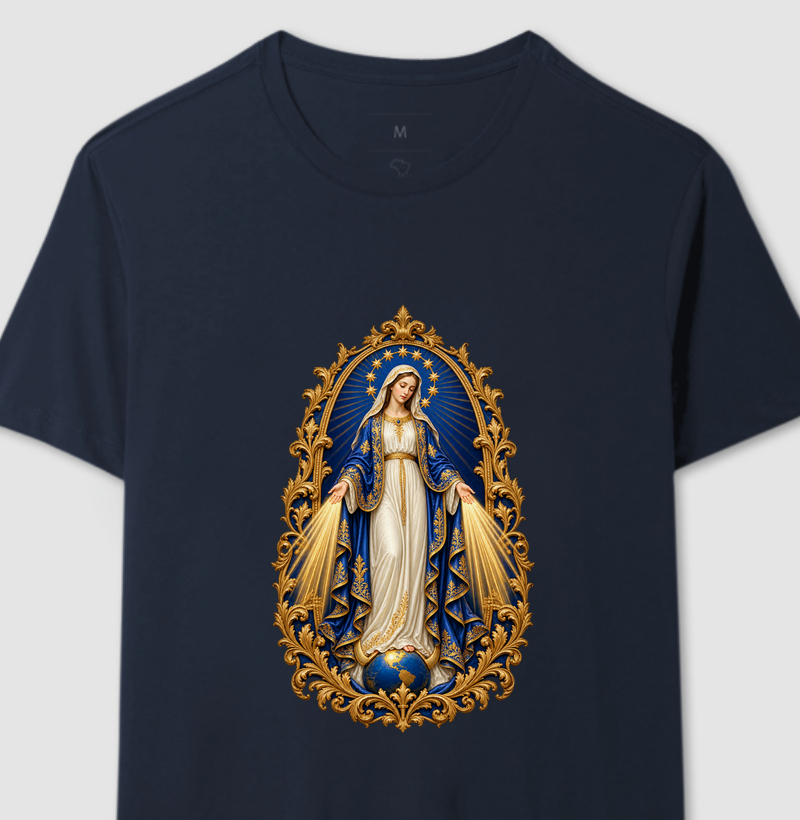 Nossa Senhora das Graças — Glória e Raios de Ouro - Camiseta