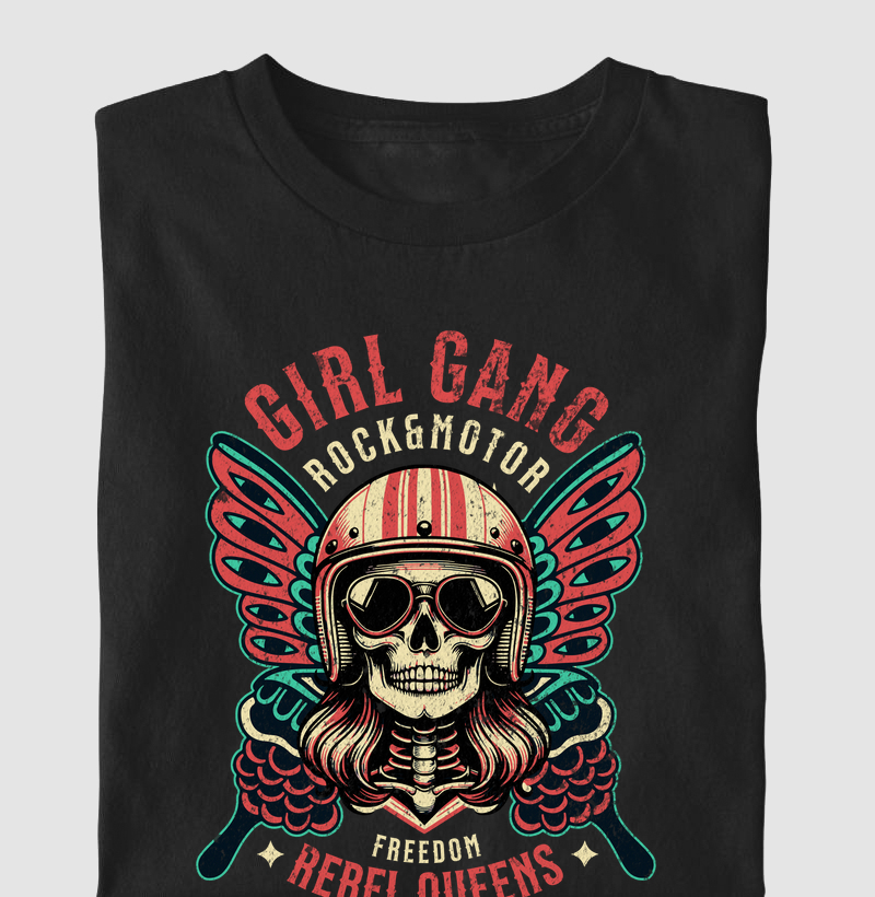 Rebel Queens - Girl Gang - Skull - Algodão Brasileiro
