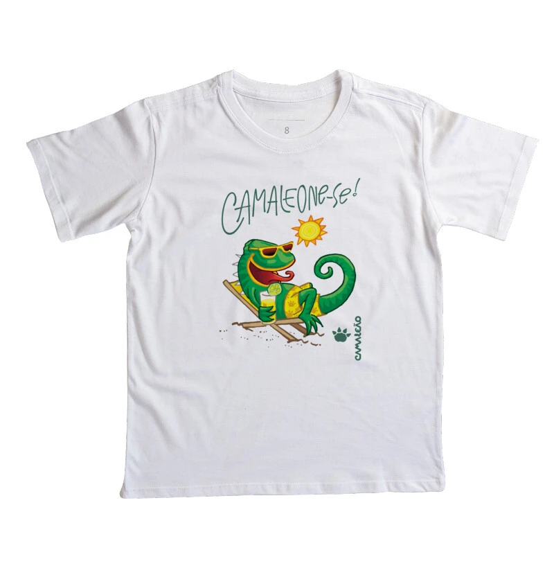 Camiseta Infantil Camaleão - Camaleone-se Praia