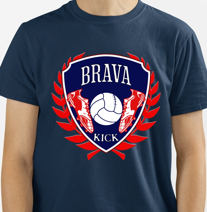 Camiseta Brasão Brava Kick Azul e Vermelho