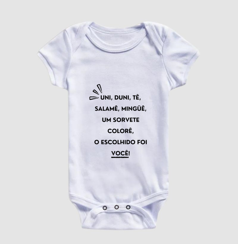 Body Infantil Uni, Duni, Tê - Letras Pretas