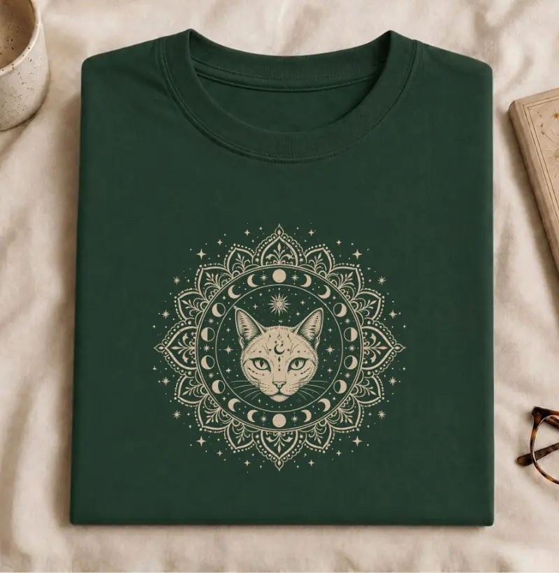 gato místico celestial - mandala fases da lua
