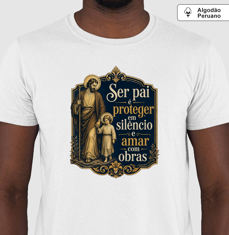Camiseta Algodão Peruano Proteger em Silêncio (Estampa Frontal)
