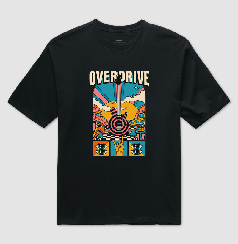 camiseta-rock-overdrive-psicodelica-guitarra-cogumelos-vintage