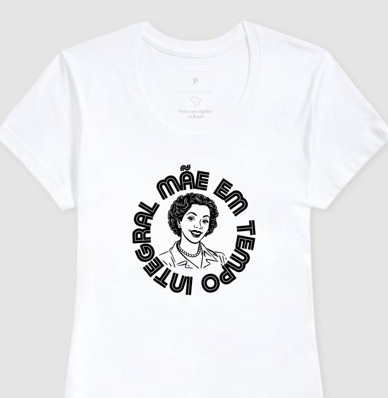 Camiseta Mãe em tempo integral - Algodão Premium - Retro Style - Mãe 2