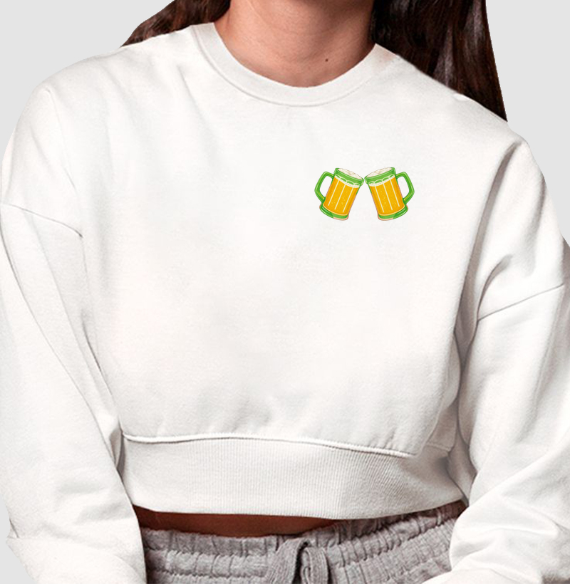 Cropped Moletom Canecas verde e amarelas