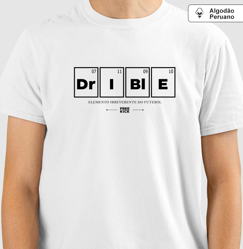 CAMISETA ALGODÃO PERUANO FREE KICK DRIBLE LOGO BRANCO