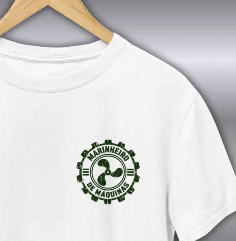 Marinheiro de Máquinas Stencil Símbolo no Peito - Camiseta