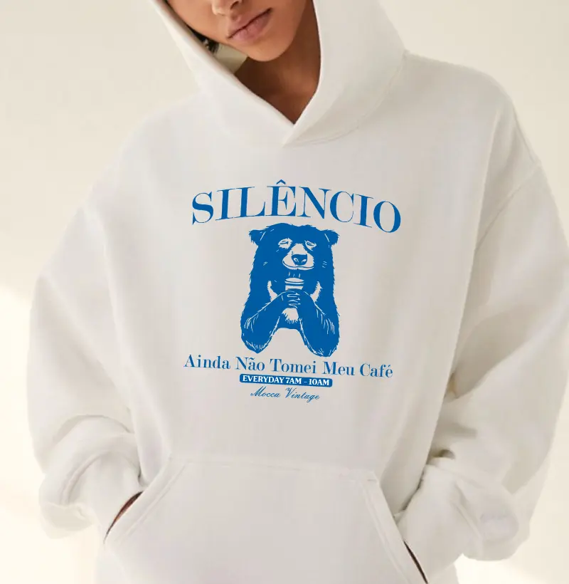 Hoodie Moletom - Silêncio ainda não tomei meu café