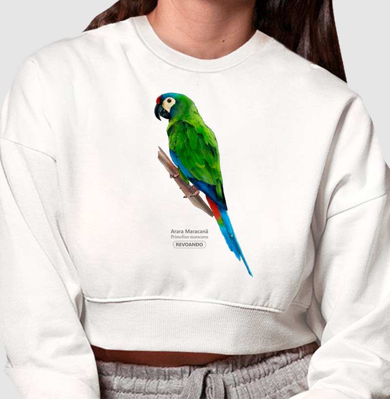 Aves do Brasil - Arara Maracanã - Moletom Cropped