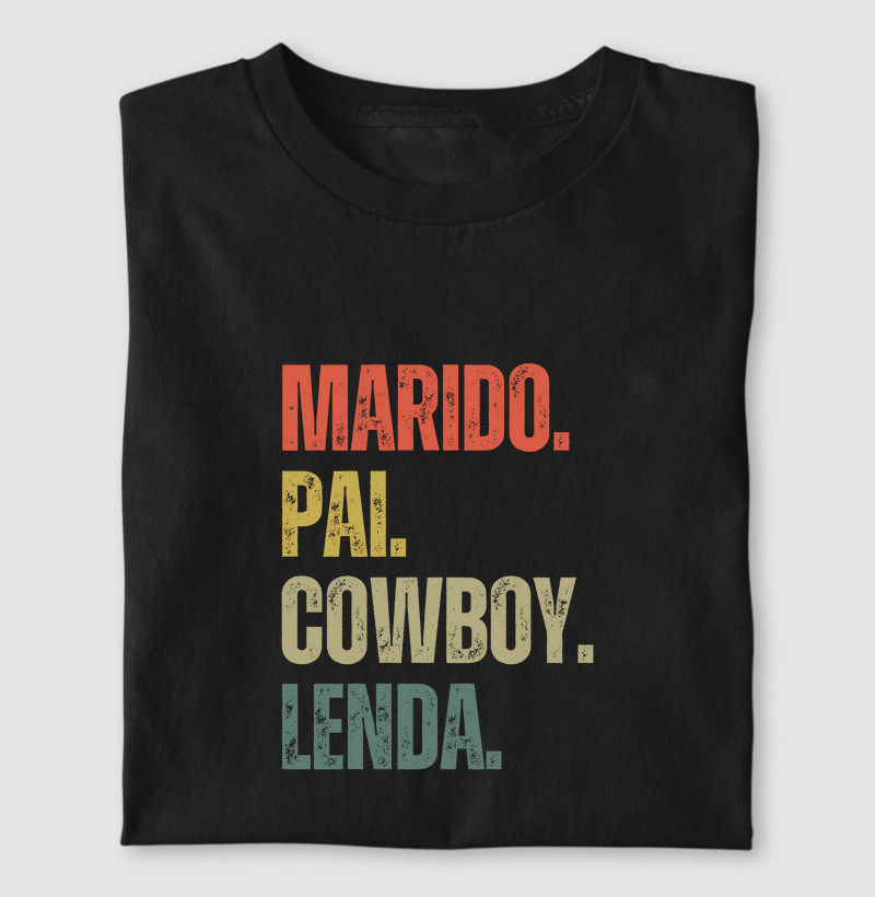 Camiseta Dia dos Pais - Marido pai cowboy lenda - Algodão 30.1