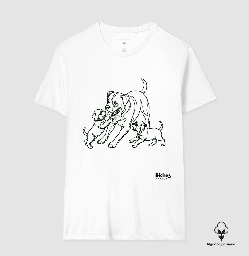 Família de Rottweiler - Camiseta Algodão Peruano
