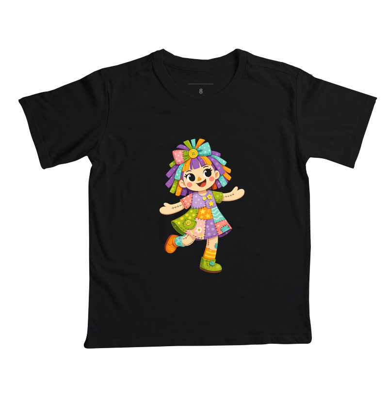 Práxis Camiseta Infantil Boneca de Pano - Azul