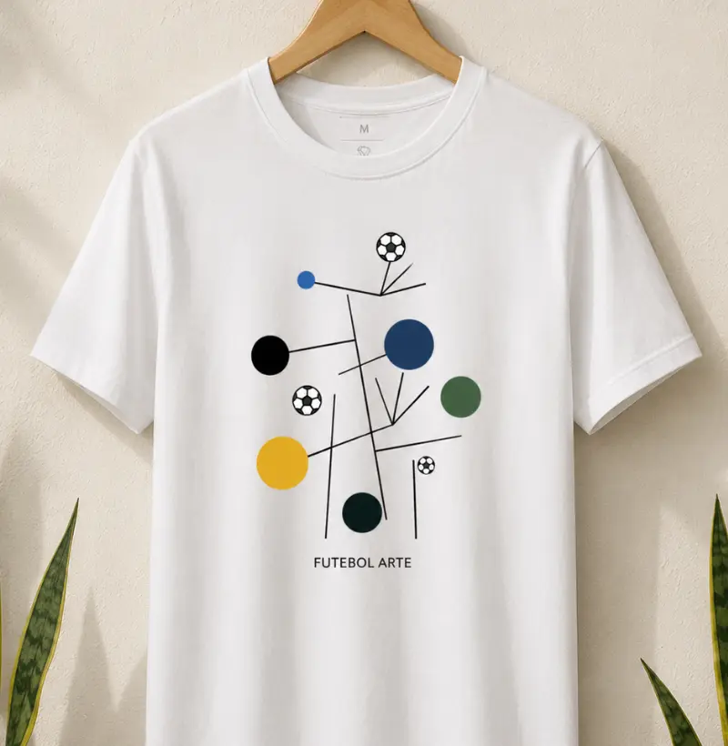 feminina de futebol estampa "futebol arte picasso" joga bonita