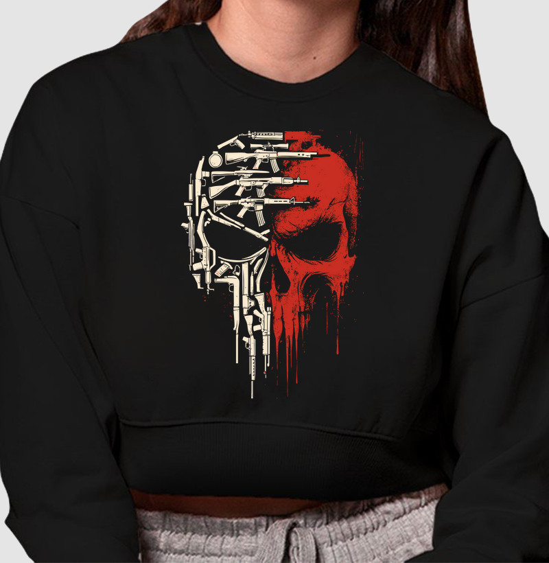 Cropped Moletom Militar Punisher Guns Magnata556