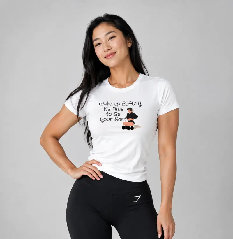 Camiseta 100% Algodão Wake Up Beauty, It's Time to Be Your Best – TRN | Camiseta Fitness  - Camiseta